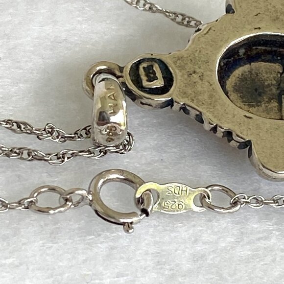 Sterling Silver 925 Oval Baltic Amber Ball Accent Pendant Necklace 18" Chain - Picture 9 of 16